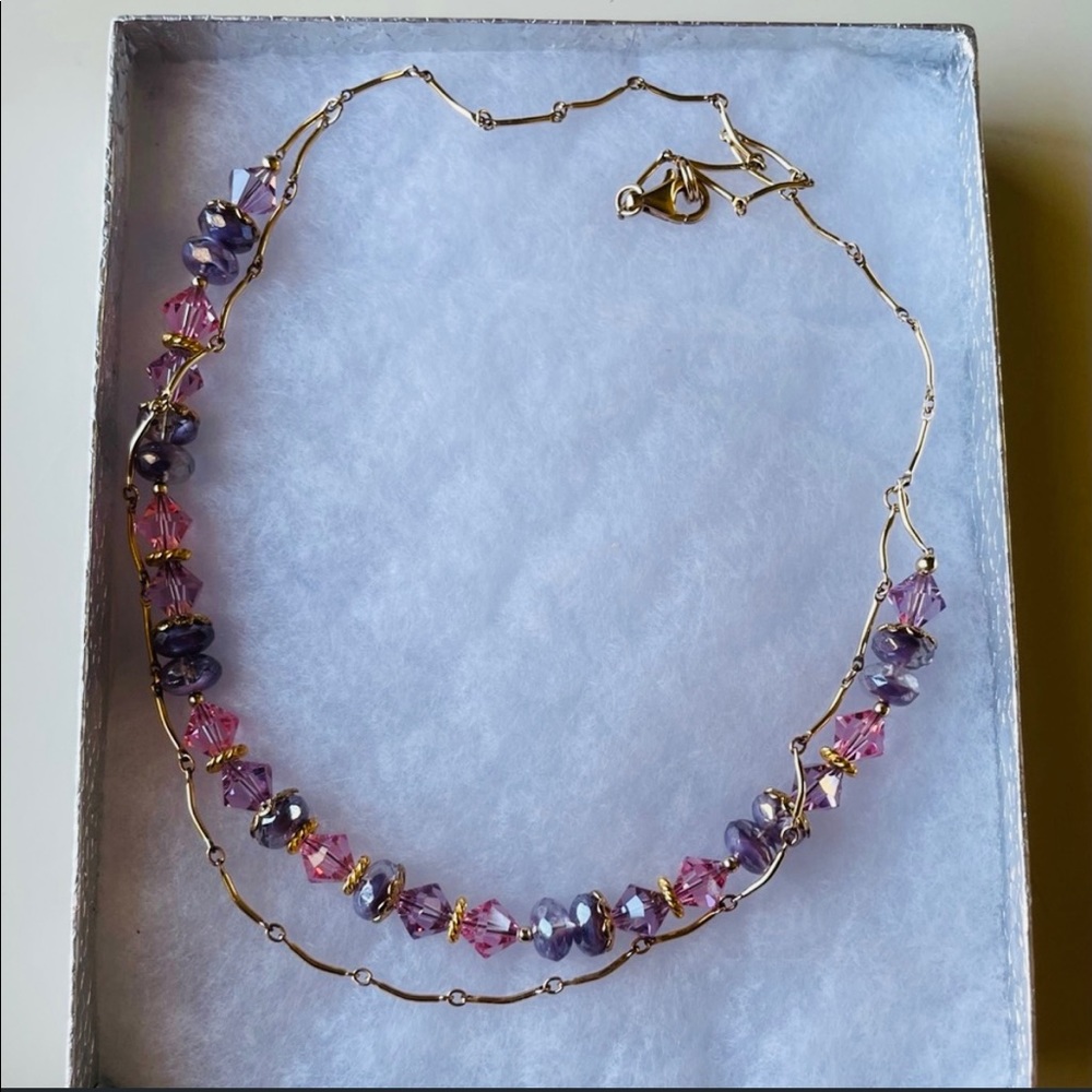 New Swarovski Crystal Necklace on 14 Gold Filled Chain